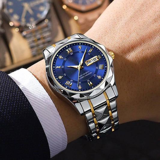 Waterproof Luminous Stainless Steel Two-tone Quartz Men's Watch-unitmotor™