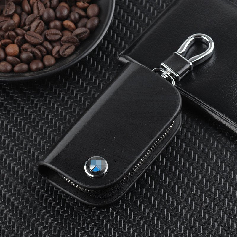 🔥Limited Time Hot Sale🔥Car Logo Leather Wood Grain Car Key Case-unitmotor™