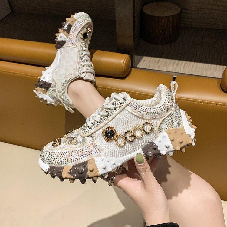 Flat mesh rhinestone sneakers-unitmotor™