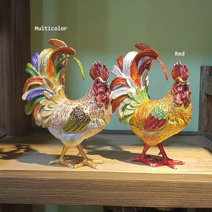 Pure Handmade Metal Enamel Color Craft Lucky Chicken Storage Box Jewelry Box-unitmotor™