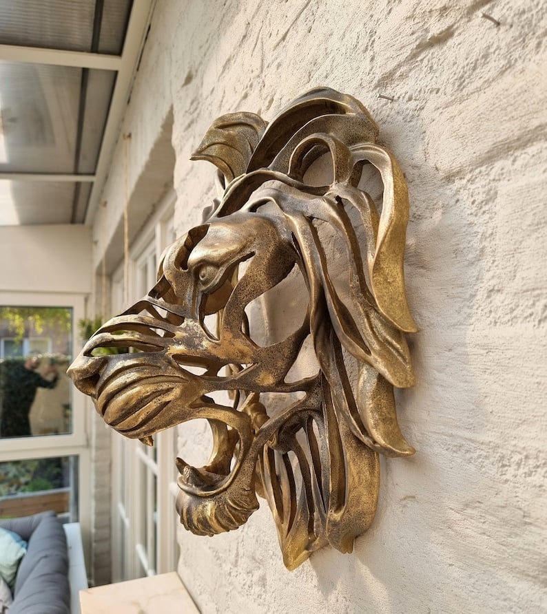 🦁Rare Find-Large Lion Head Wall Mounted Art Sculpture🎁-unitmotor™