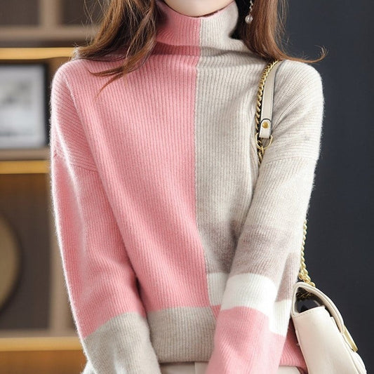 Women's High Neck Wool Sweater-unitmotor™