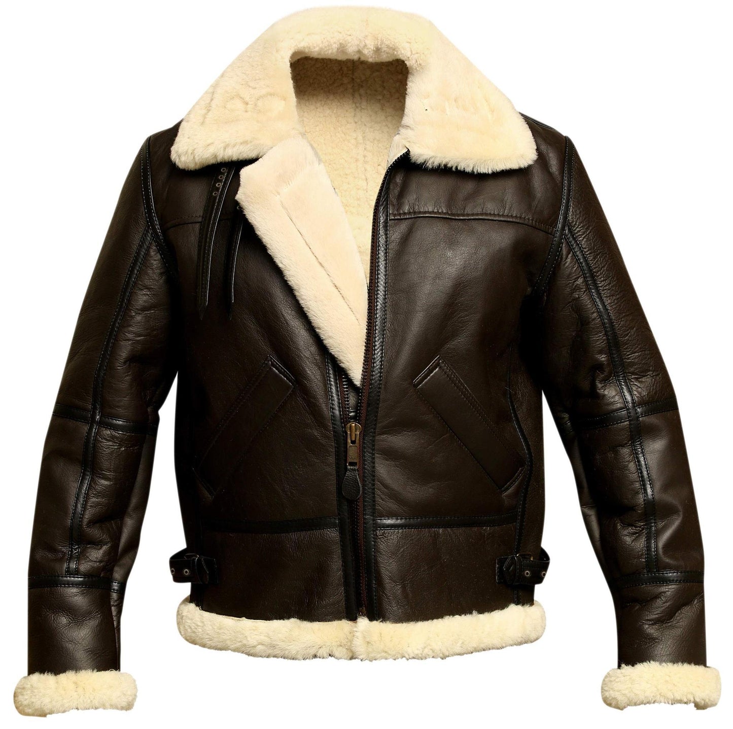 Aviator Bomber Jacket B3 Real Shearling Sheepskin Leather-unitmotor™