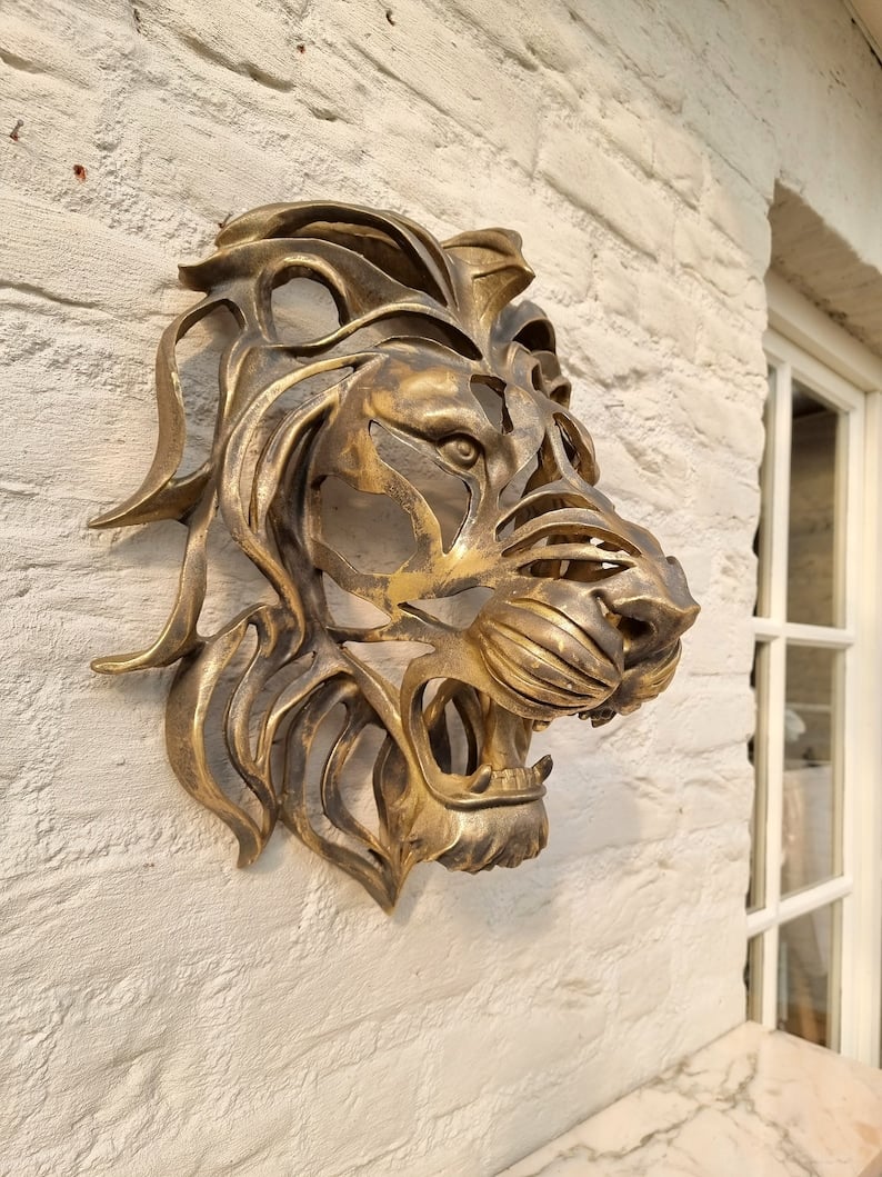 🦁Rare Find-Large Lion Head Wall Mounted Art Sculpture🎁-unitmotor™