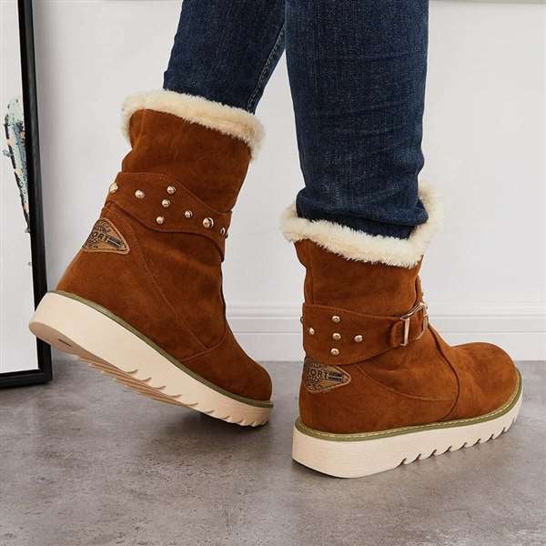 Women Winter Boots Snow Ankle Boots Warm Fur Lined Slip on Booties-unitmotor™