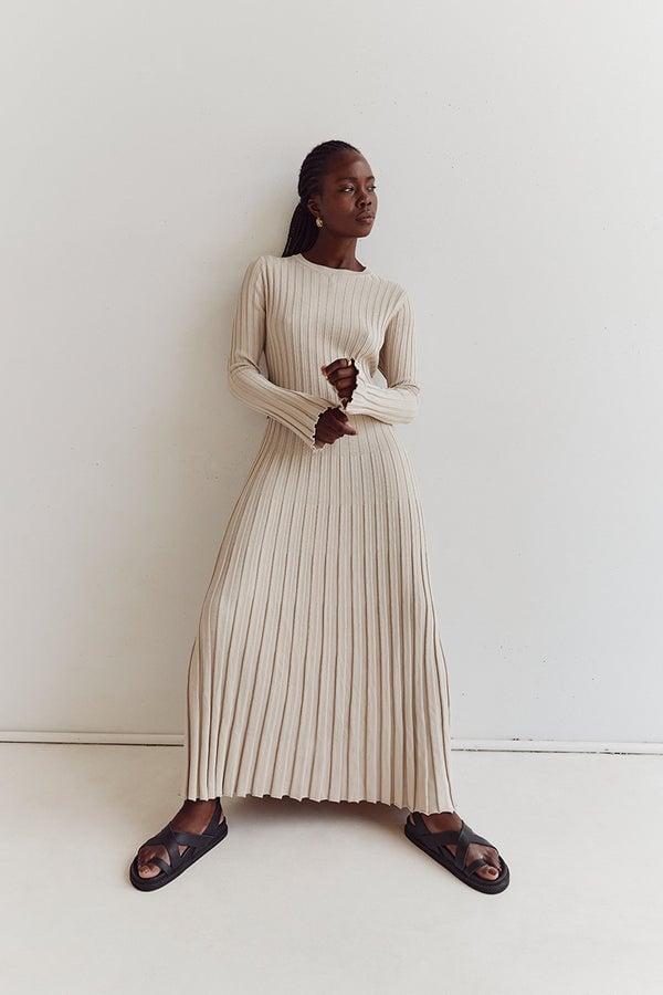 Long Sleeved Knit Midi Dress-unitmotor™