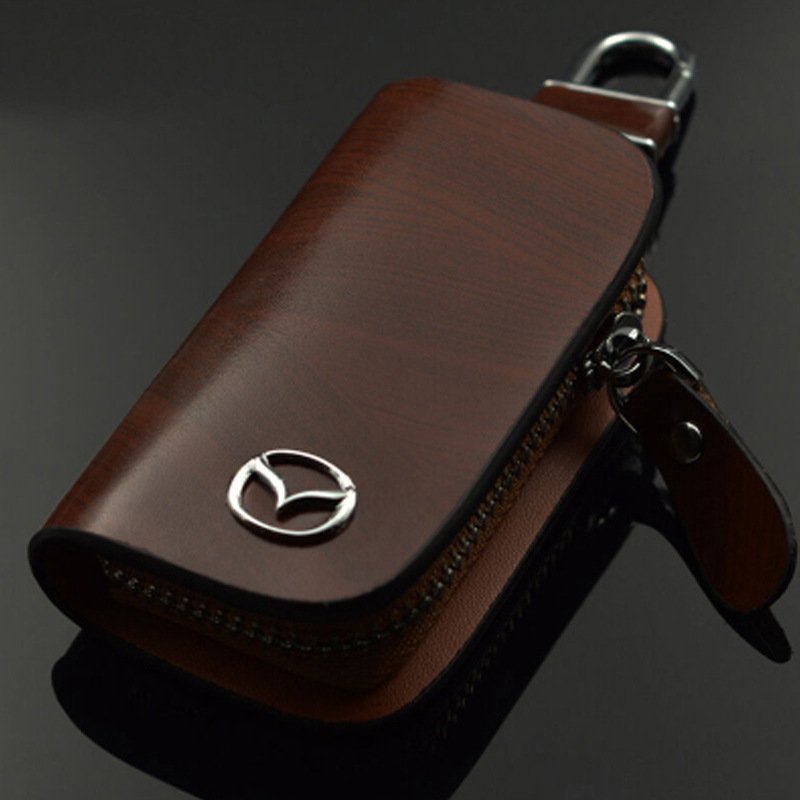 🔥Limited Time Hot Sale🔥Car Logo Leather Wood Grain Car Key Case-unitmotor™