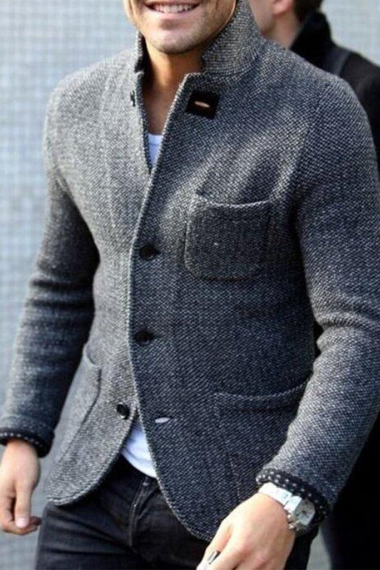 MEN'S RETRO GREY KNITTED JACKET-unitmotor™