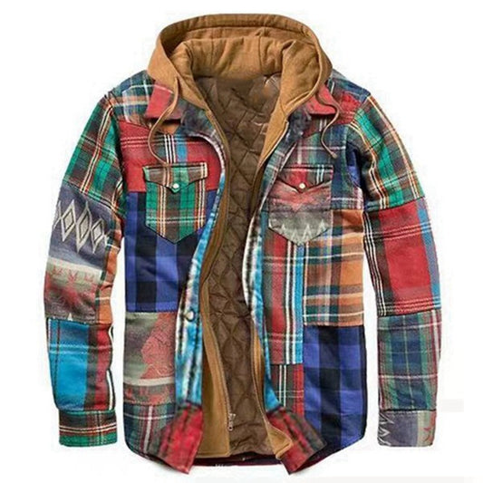 MEN'S CASUAL OUTDOOR THICK PLAID  FASHION WIND HOODED-unitmotor™
