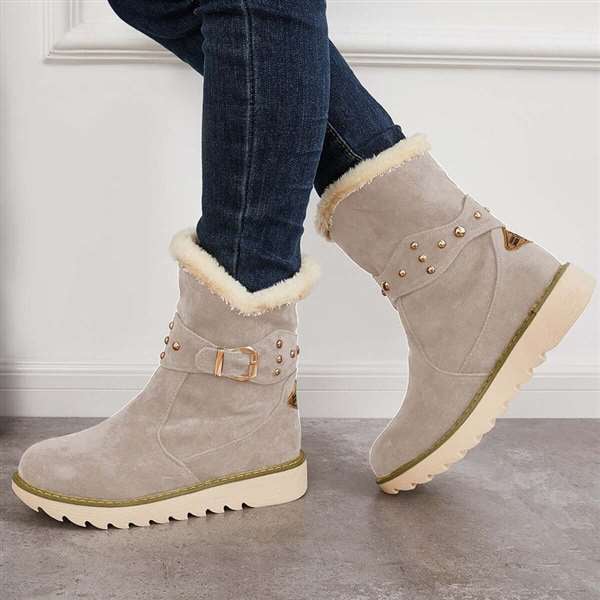 Women Winter Boots Snow Ankle Boots Warm Fur Lined Slip on Booties-unitmotor™