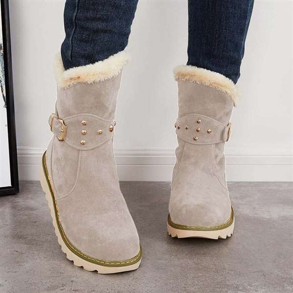 Women Winter Boots Snow Ankle Boots Warm Fur Lined Slip on Booties-unitmotor™