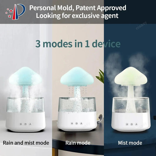Mushroom diffuser with rain - Custom Max line rain cloud humidifier-unitmotor™