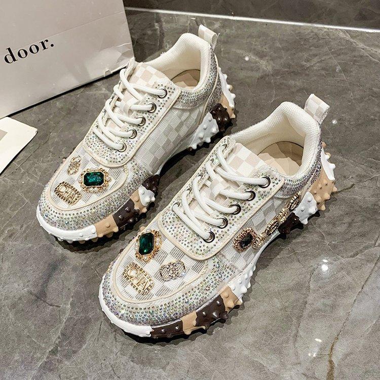 Flat mesh rhinestone sneakers-unitmotor™