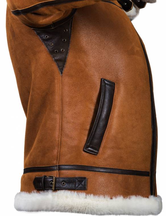 BOMBER B-3 SHEEPSKIN JACKET HOODED WHISKEY[FREE SHIPPING TODAY]-unitmotor™