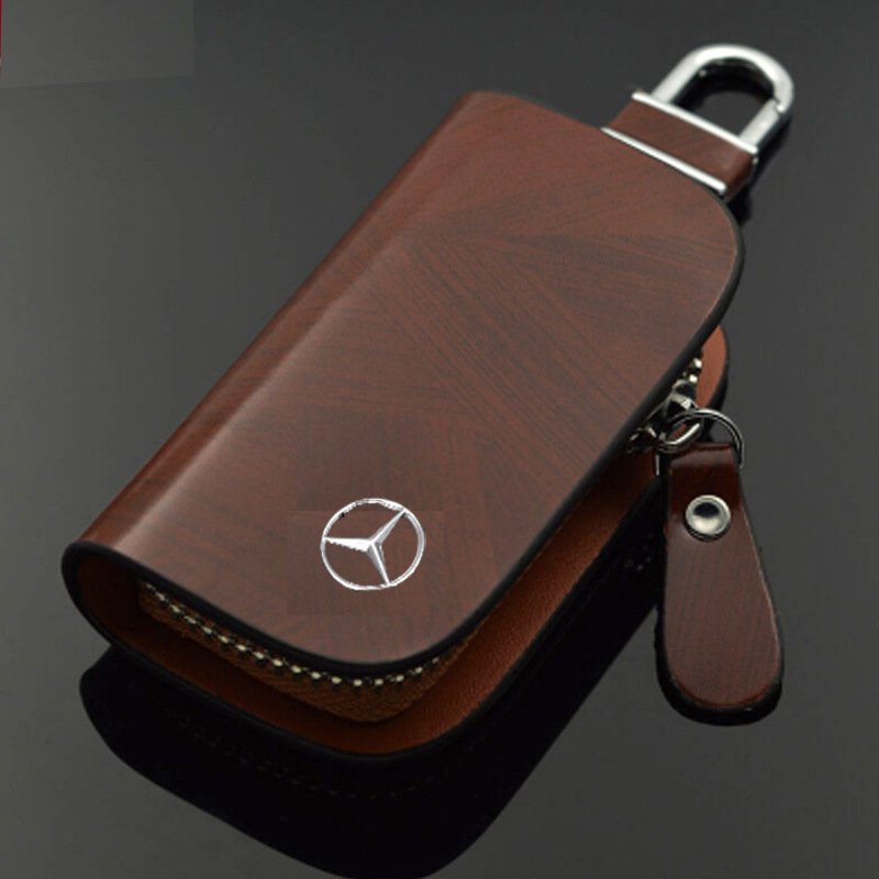 🔥Limited Time Hot Sale🔥Car Logo Leather Wood Grain Car Key Case-unitmotor™