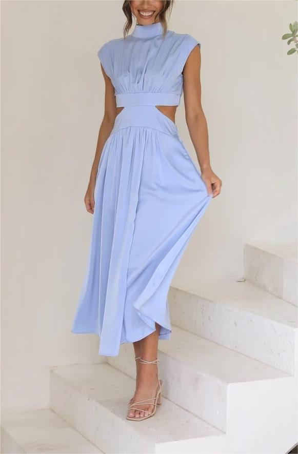 🔥Hot Sale 49%OFF - Cutout Waist Pocketed Vacation Midi Dress-unitmotor™