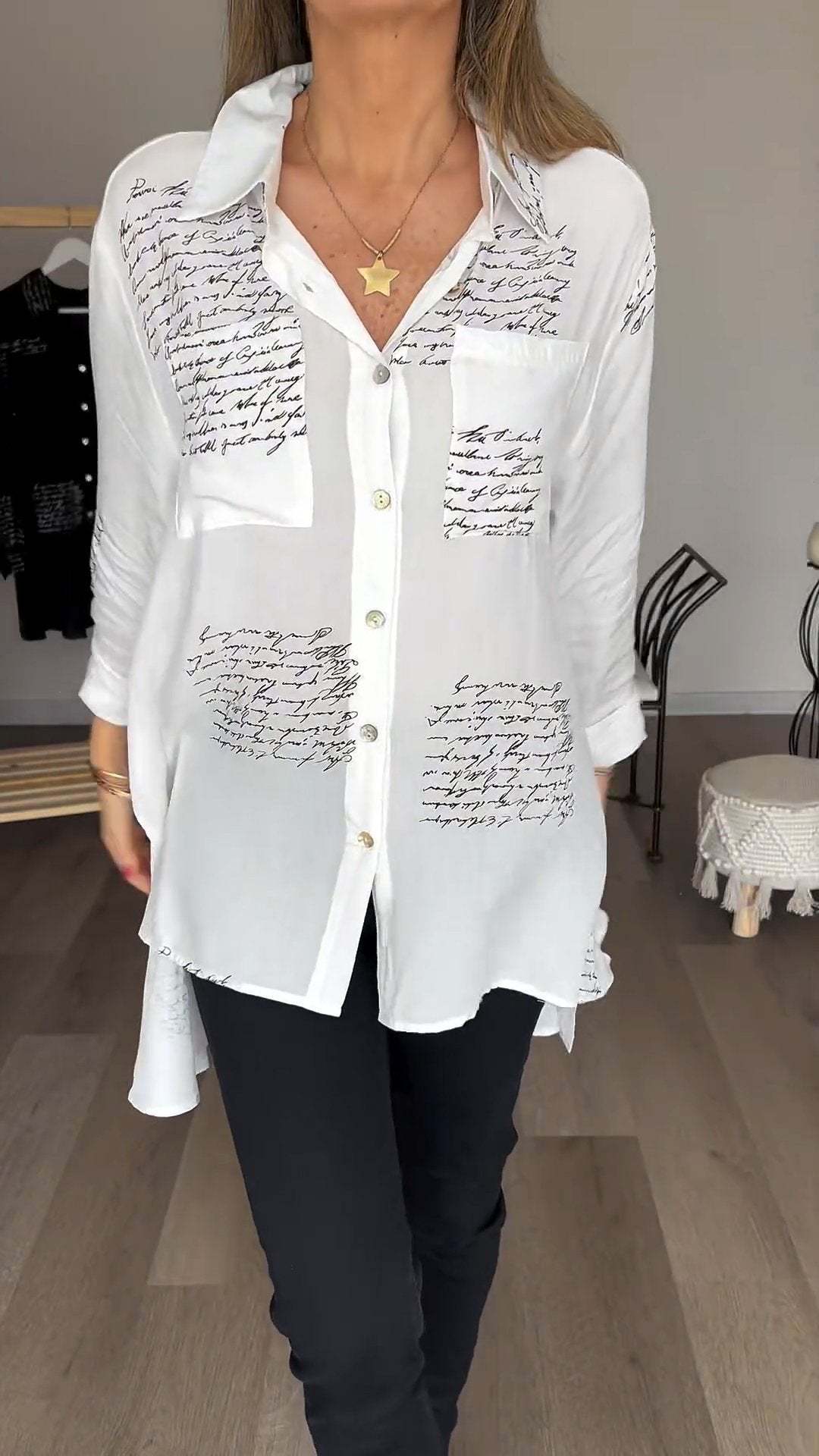 Letter Print Fashion Lapel Shirt (Buy 2 Free Shipping)-unitmotor™