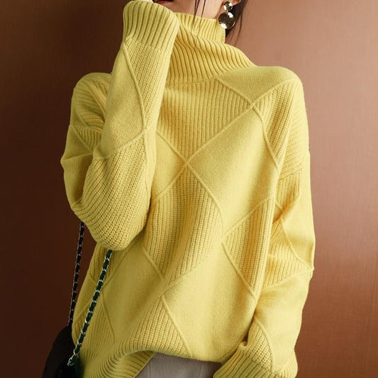 Loose Cashmere Turtleneck Sweater Cardigan-unitmotor™