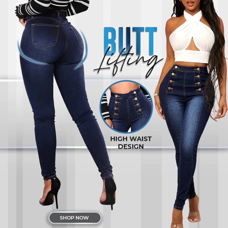 💥Double Breasted High Waist Skinny Jeans-unitmotor™