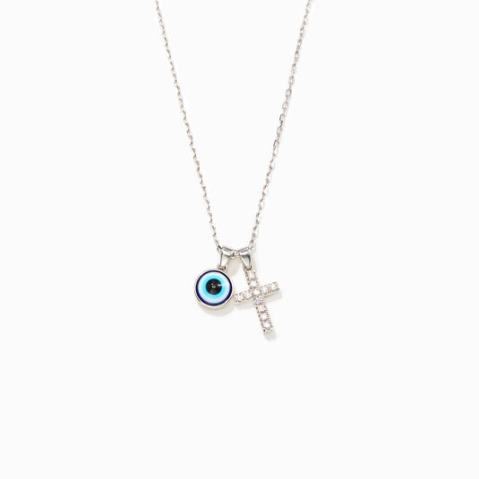 Blessed And Protected Cross&Evil Eye Necklace-unitmotor™