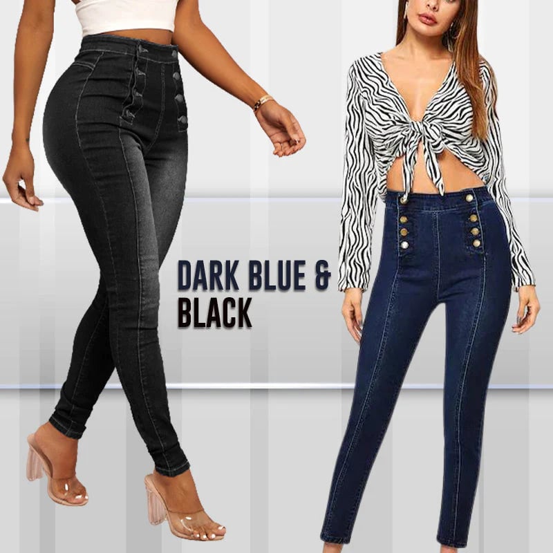 💥Double Breasted High Waist Skinny Jeans-unitmotor™