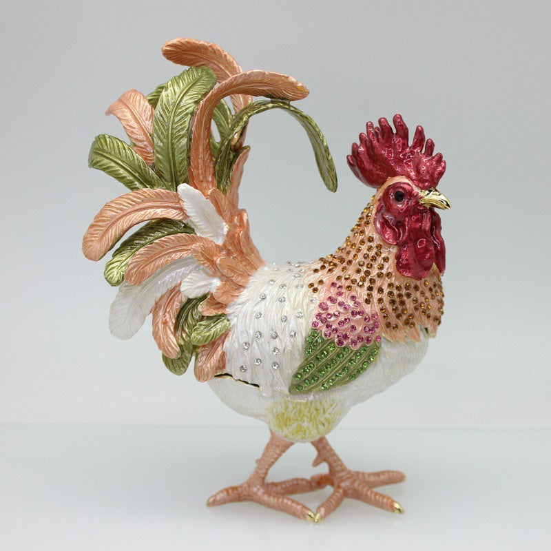 Pure Handmade Metal Enamel Color Craft Lucky Chicken Storage Box Jewelry Box-unitmotor™