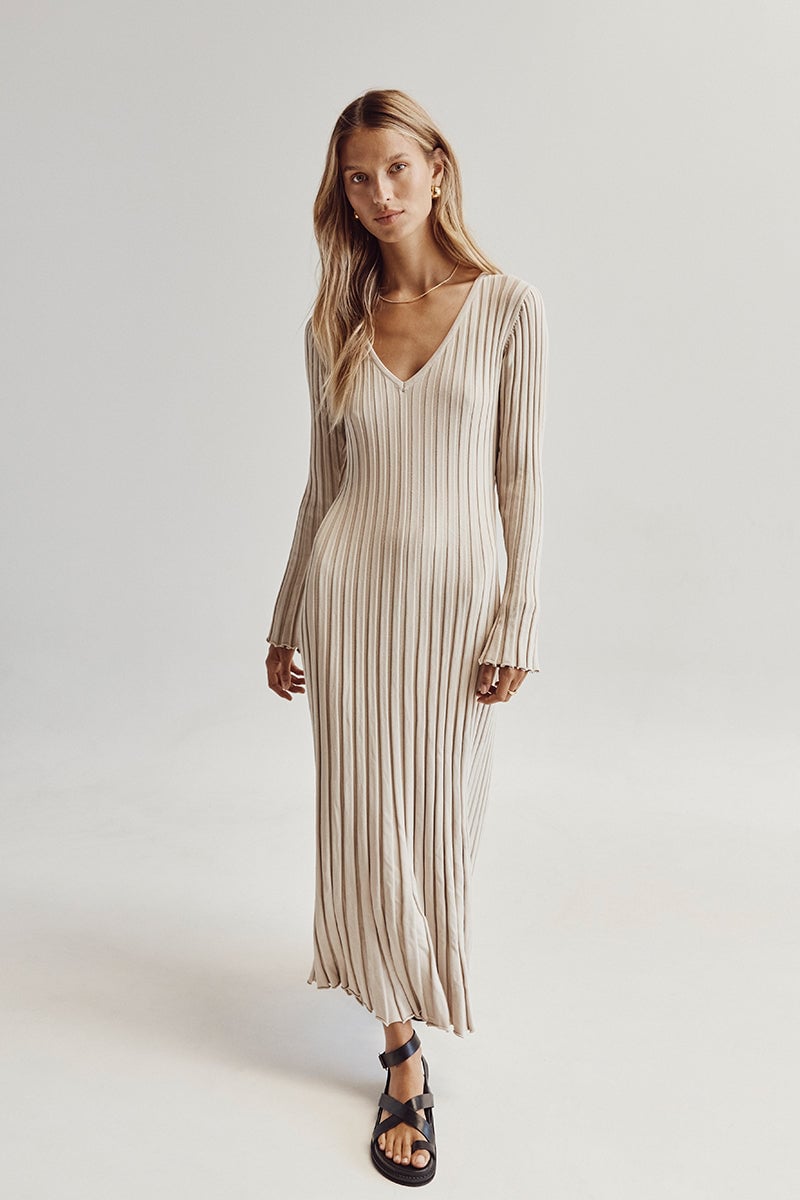 Long Sleeved Knit Midi Dress-unitmotor™