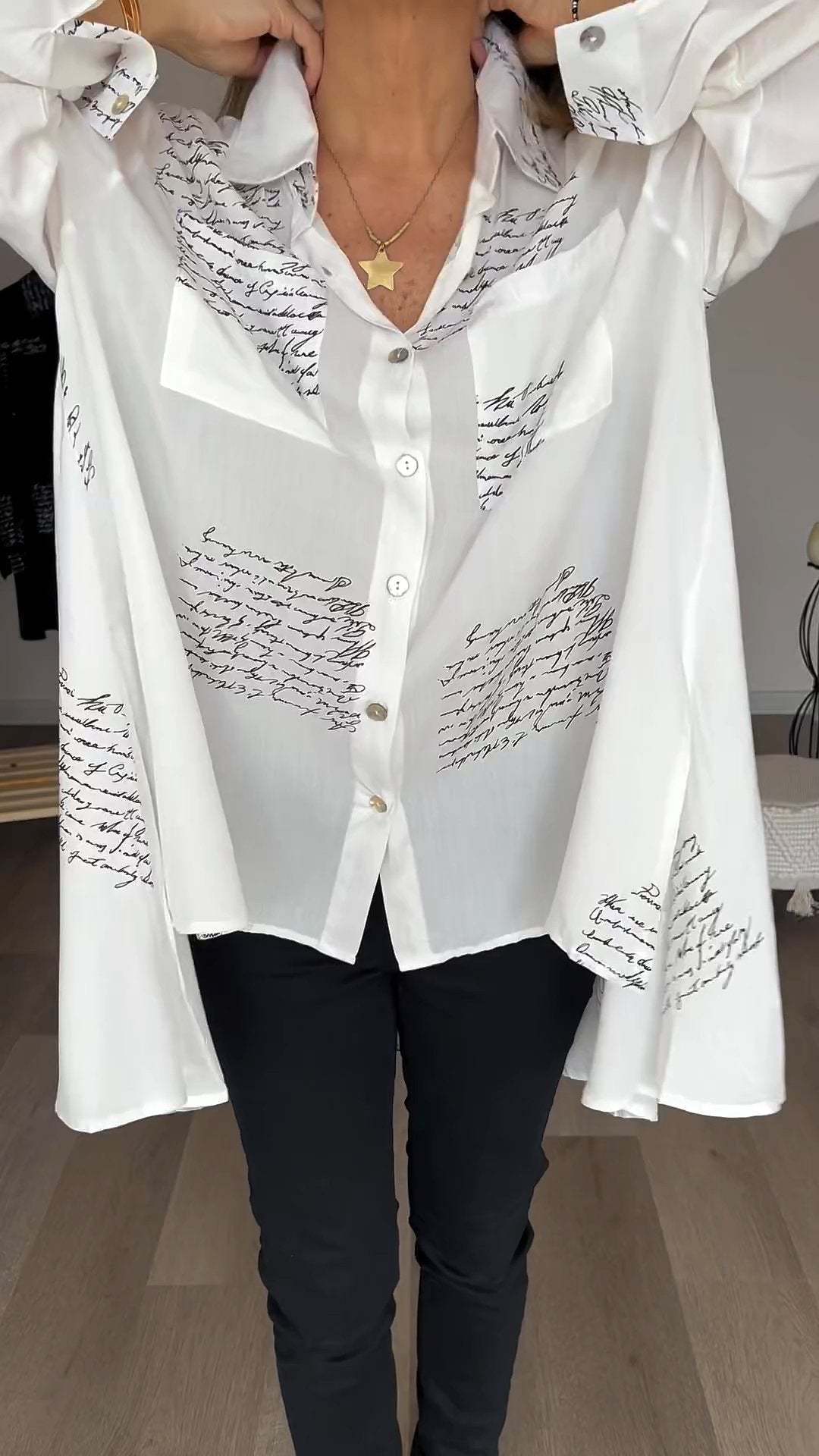 Letter Print Fashion Lapel Shirt (Buy 2 Free Shipping)-unitmotor™