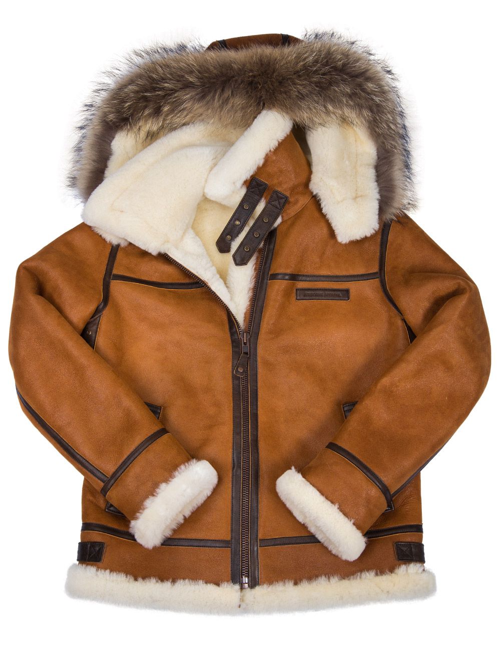 BOMBER B-3 SHEEPSKIN JACKET HOODED WHISKEY[FREE SHIPPING TODAY]-unitmotor™