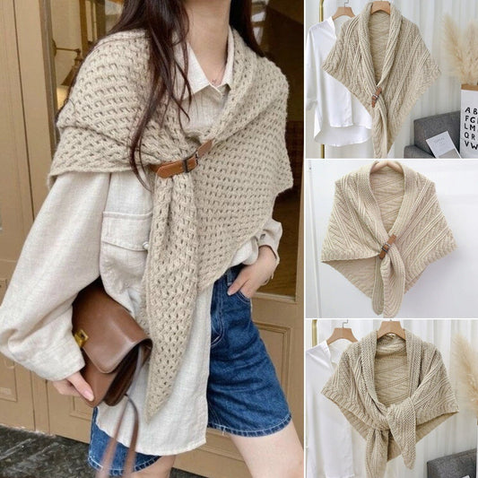 🔥Hot Sale 49% OFF-Knitted Triangle Shawl with Leather Buckle-unitmotor™