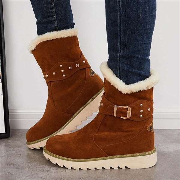 Women Winter Boots Snow Ankle Boots Warm Fur Lined Slip on Booties-unitmotor™