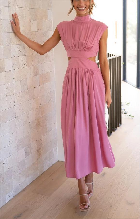 🔥Hot Sale 49%OFF - Cutout Waist Pocketed Vacation Midi Dress-unitmotor™