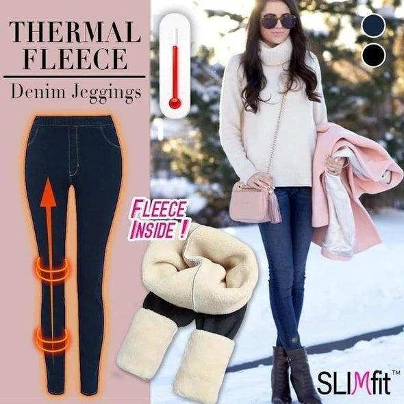 Thermal Fleece Denim Jeggings-unitmotor™