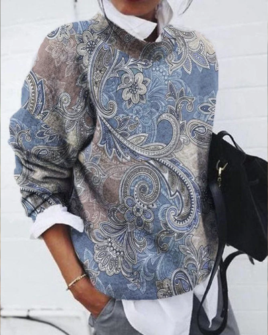 unitmotor™-Casual Vintage Print Crew Neck Long Sleeve Sweatshirt