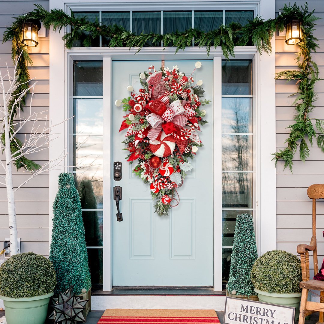 🔥Early Christmas Sale🍭Candy Cane Christmas Wreath🍭-unitmotor™