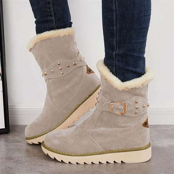 Women Winter Boots Snow Ankle Boots Warm Fur Lined Slip on Booties-unitmotor™