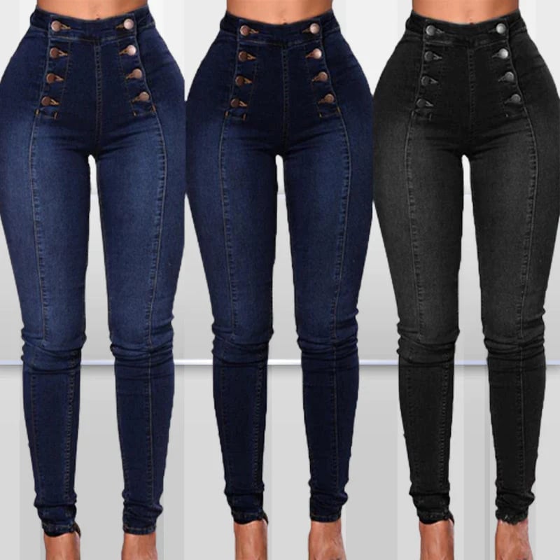 💥Double Breasted High Waist Skinny Jeans-unitmotor™