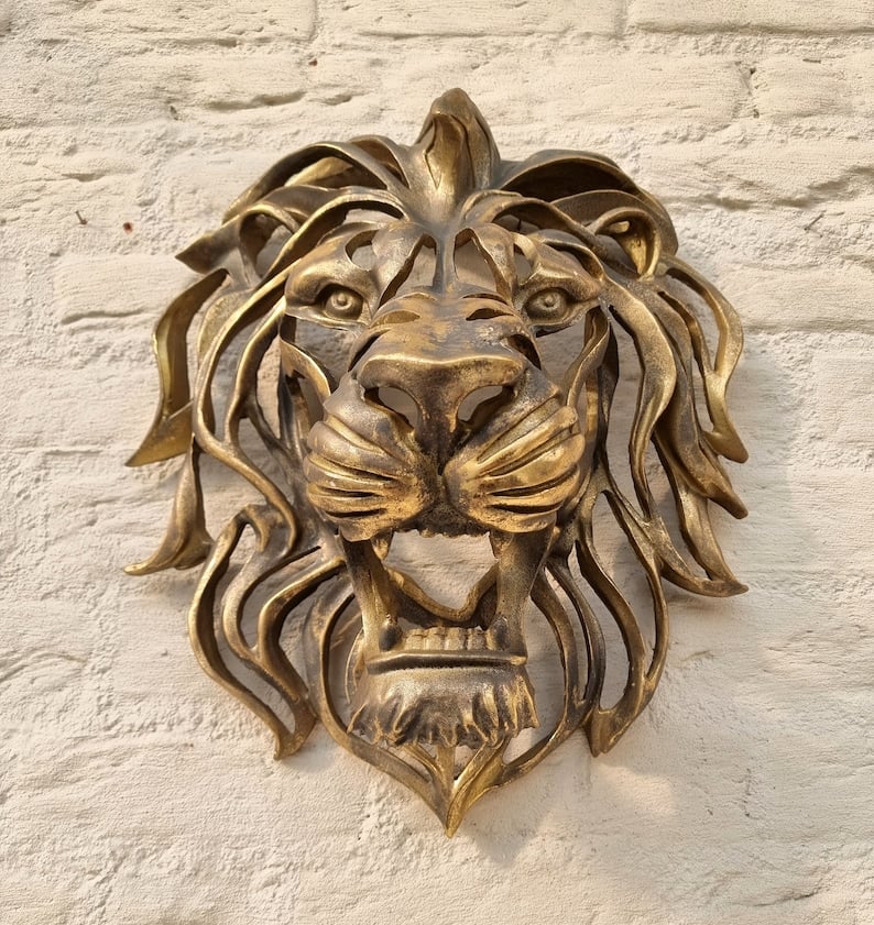 🦁Rare Find-Large Lion Head Wall Mounted Art Sculpture🎁-unitmotor™