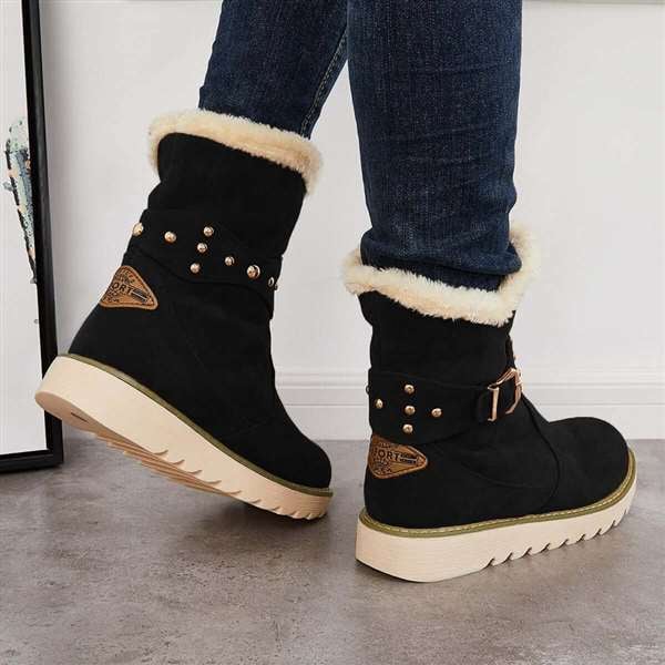 Women Winter Boots Snow Ankle Boots Warm Fur Lined Slip on Booties-unitmotor™