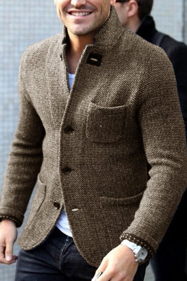 MEN'S RETRO GREY KNITTED JACKET-unitmotor™