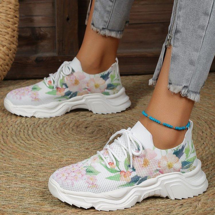 Last Day 60% OFF — Floral Print Lace-up Breathable Orthopedic Sneakers-unitmotor™