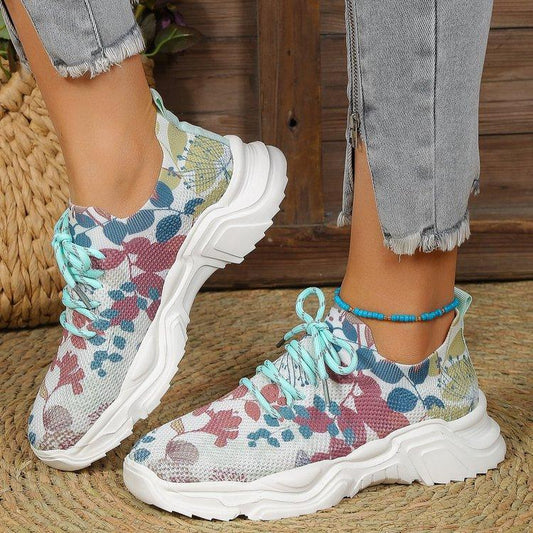 Last Day 60% OFF — Floral Print Lace-up Breathable Orthopedic Sneakers-unitmotor™